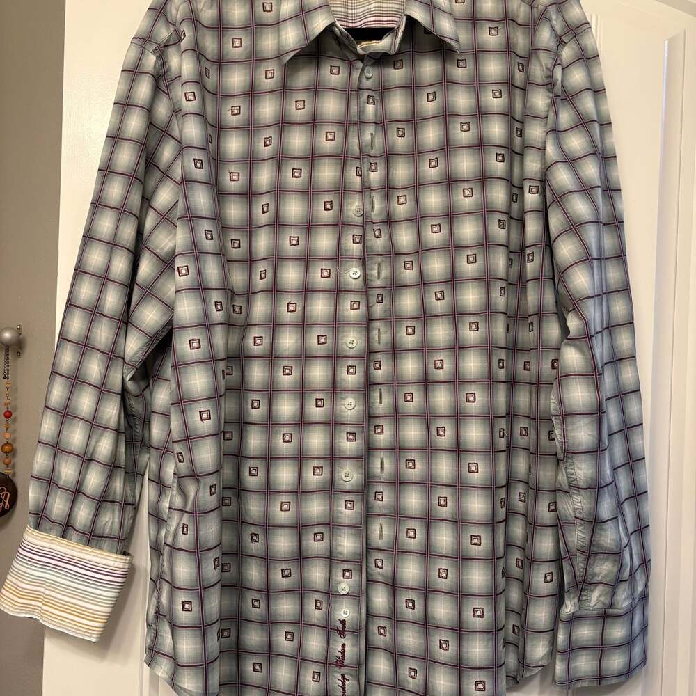 Robert Graham Exclusively Decorative Plaid Button Down Long Sleeve Shirt ~ XL